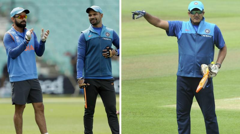 \Everyone has their own individuality and character. Anil Bhai, Dhoni Bhai and Virat, of course all are different,\ said Shikhar Dhawan when asked about Anil Kumble stepping down as India coach following differences with skipper Virat Kohli. (Photo: AP)