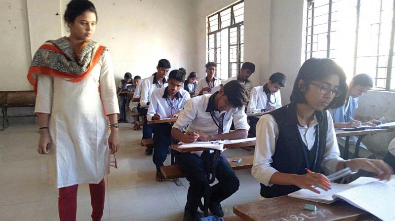 Hassan Deputy Commissioner Rohini Sindhuri inspects the  second PU examinations at a centre in the district