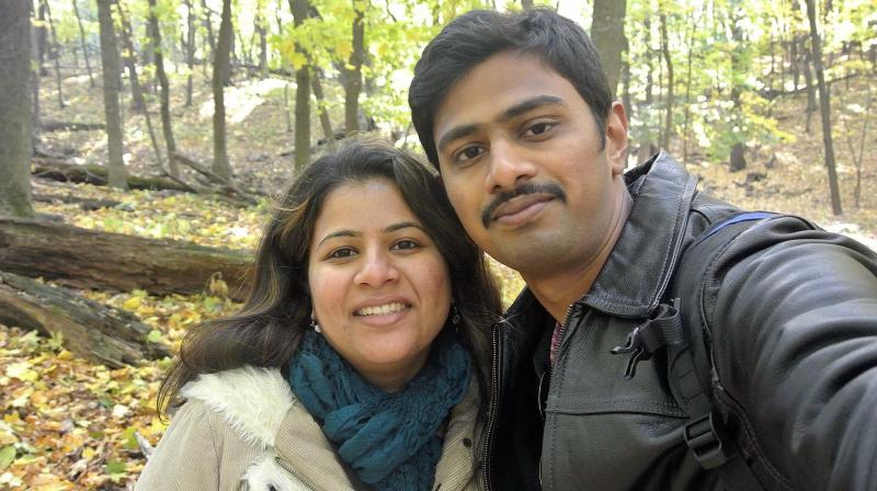 Srinivas Kuchibhotla, right, poses for photo with his wife Sunayana Dumala in Cedar Rapids, Iowa. (Photo: AP)