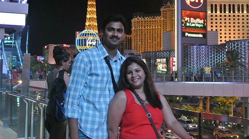 Srinivas Kuchibhotla, left, poses for photo with his wife Sunayana Dumala in Las Vegas. (Photo: AP)