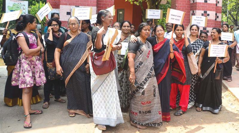 File photo of a protest march taken out by Sthree Koottayma in Thiruvananthapuram