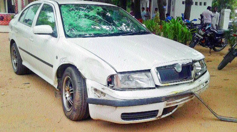 The car that was driven by the minor boy which went out of control, injured a person and damaged three other vehicles parked on the road. 	(Photo: DC)