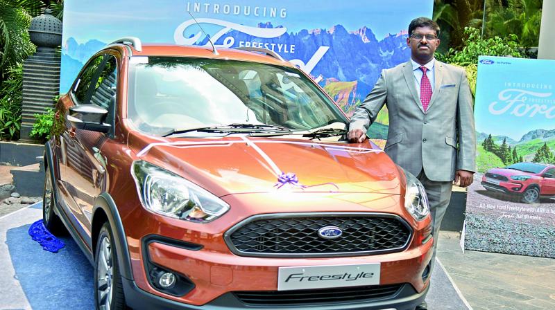 Ford India general manager (sales and marketing) Antony C. Kurian at the launch of Ford Freestyle in Hyderabad on Thursday. (Photo: DC)