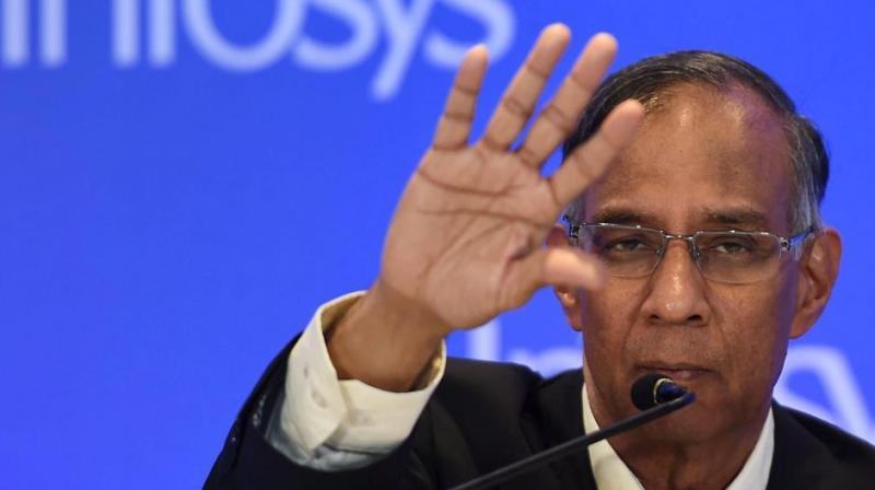 R Seshasayee, chairman of Infosys board, at a press meet in this undated image. (Photo: PTI)