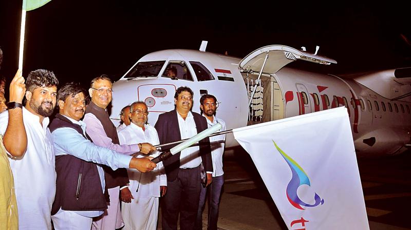 Union minister of state for civil aviation Jayanth Sinha launches the Mysuru-Chennai flight on Wednesday