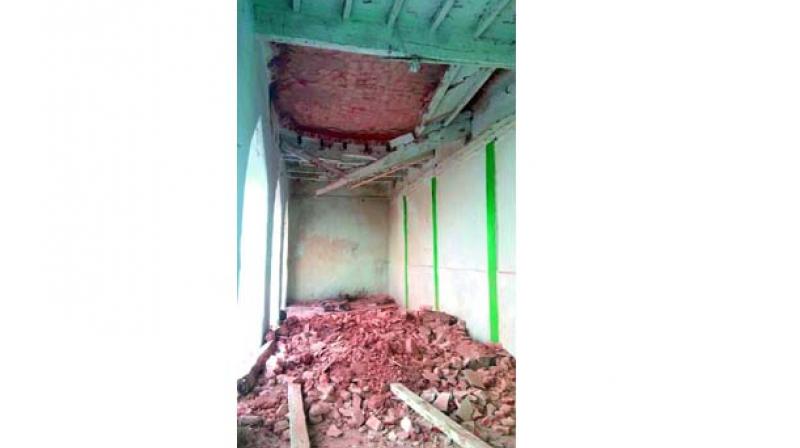 A portion of the ceiling of the historic Moula Ali Dargah collapsed due to rains.