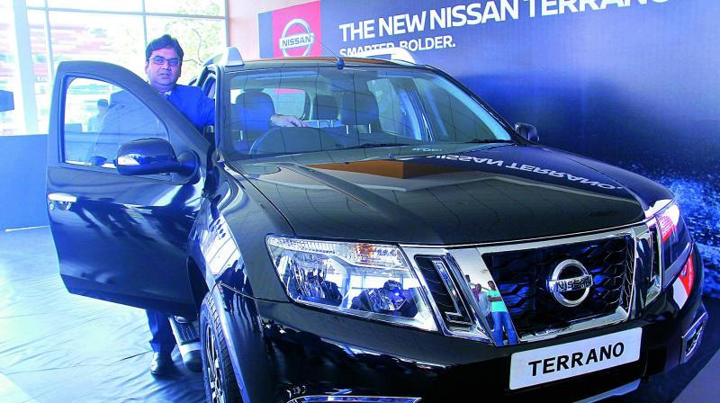Nissan Motor India vice president after-sales Sanjeev Aggarwal at the launch of the 2017 edition of Nissan Terrano in Hyderabad on Monday.