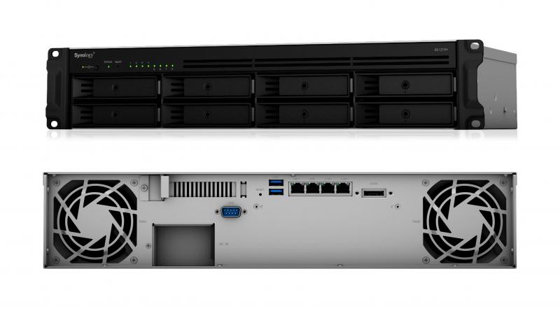 Featuring the capability to fit in a 2-post rack due to its 12-inch depth, RS1219+ allows running a business from limited space without unnecessary investment in rail kits or server facilities.