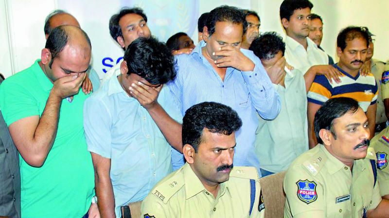 DCP Satyanarayana talks to the media on Tuesday after arresting five persons with Ephedrine. (Photo: DC)