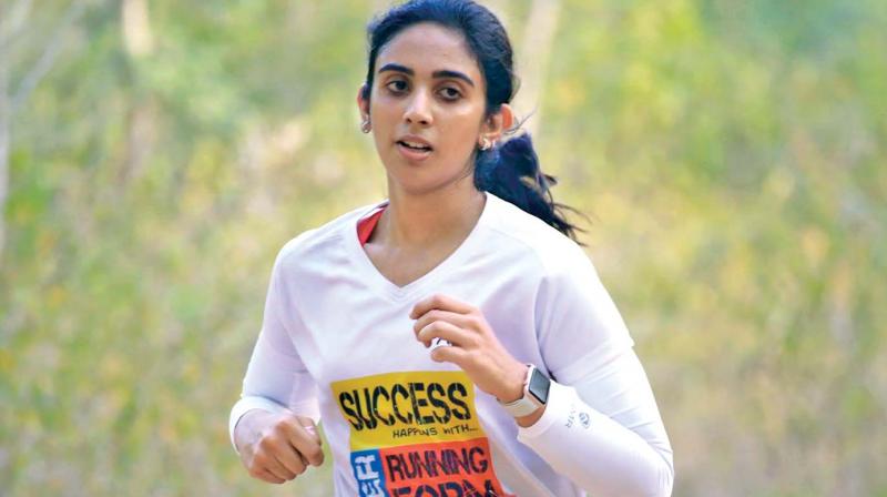 Keerthana at a long-distance marathon