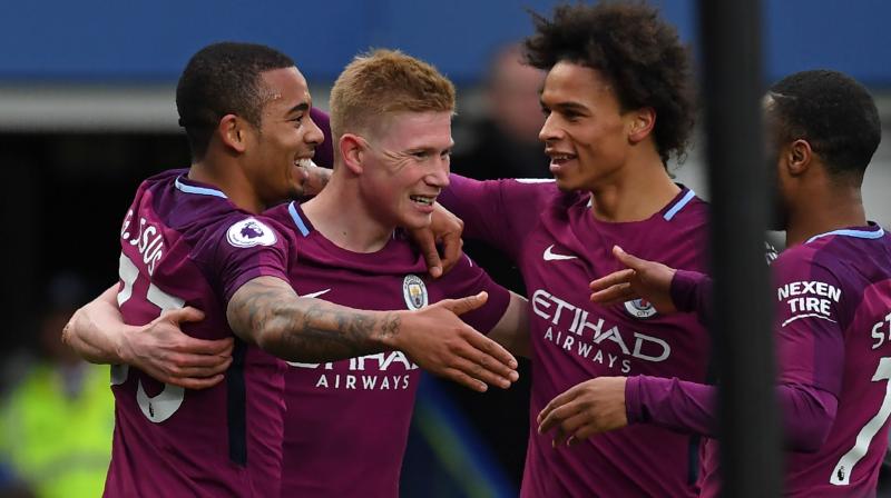 City took just four minutes to get in front with a superb volley from Leroy Sane after a fine cross from David Silva. (Photo: AFP)