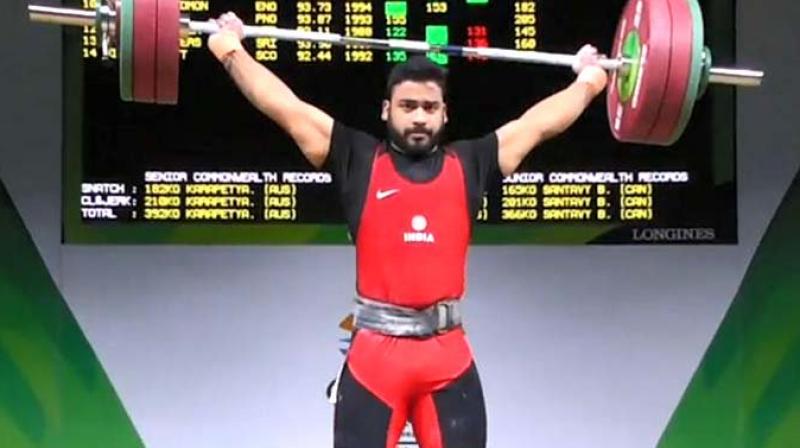 Vikas faltered in his final two attempts in clean and jerk, aiming for a 200kg lift that would have fetched him a silver. (Photo: Twitter)