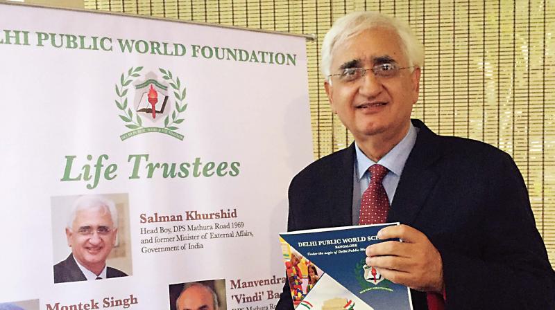 Life trustee of the Delhi Public World Foundation Salman Khurshid at a function organised by the foundation in Bengaluru on Thursday. (Photo: DC)
