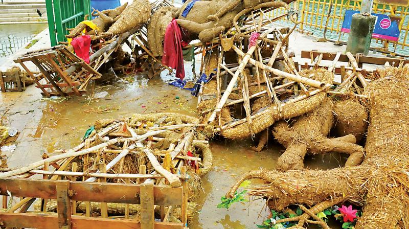 Ganesha idols that were immersed in Ulsoor Lake on Friday 	(Photo:DC)