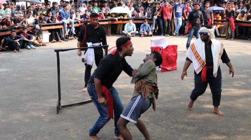 A street play organised in connection with Ragam 18 at NIT-C in Kozhikode on Sunday.	DC