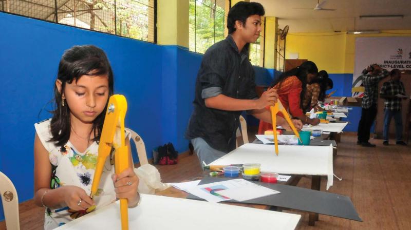 Aakhila Shafi J.S., a class IV student, takes part in the India Skills Kerala 2018 at ITI, Chakkai, in Thiruvananthapuram on Tuesday.  (Photo: A.V. Muzafar)