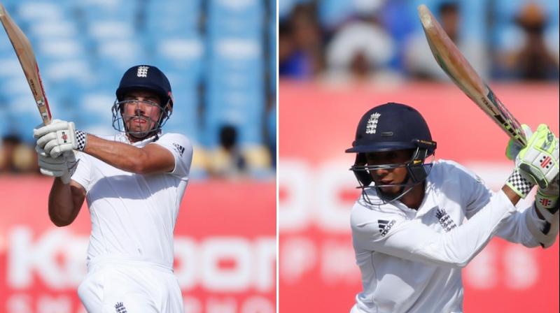 Alastair Cook and Haseeb Hameed put up an unbeaten 114-run opening stand as England lead India by 163 runs. (Photo: AP)