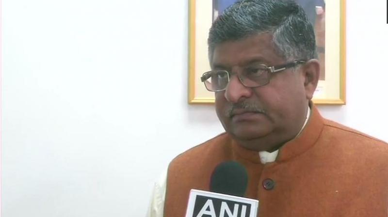 I totally condemn blatant lies of Rahul Gandhi. He does not believe the Indian Air Force, does not trust the Supreme Court verdict that clearly said there is no commercial impropriety in the (Rafale) procurement process. He does not believe the CAG, Prasad said. (Photo: ANI | Twitter)