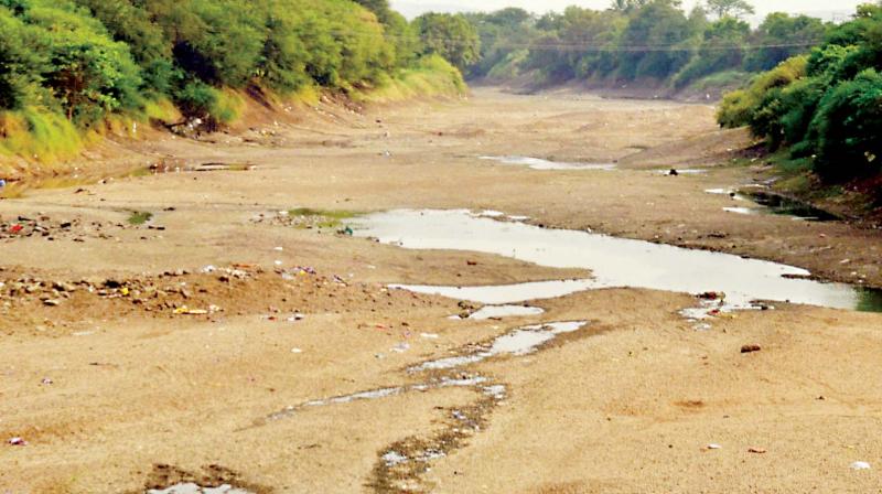 The dried up Ghataprabha river near Mudhol in Bagalkot district. (Photo: KPN)