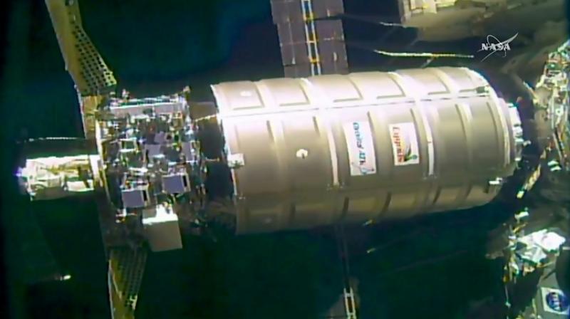 The unmanned Cygnus resupply ship operated by the US company OrbitalATK is show making a delivery to the International Space Station in October 2016 (Photo: AFP)