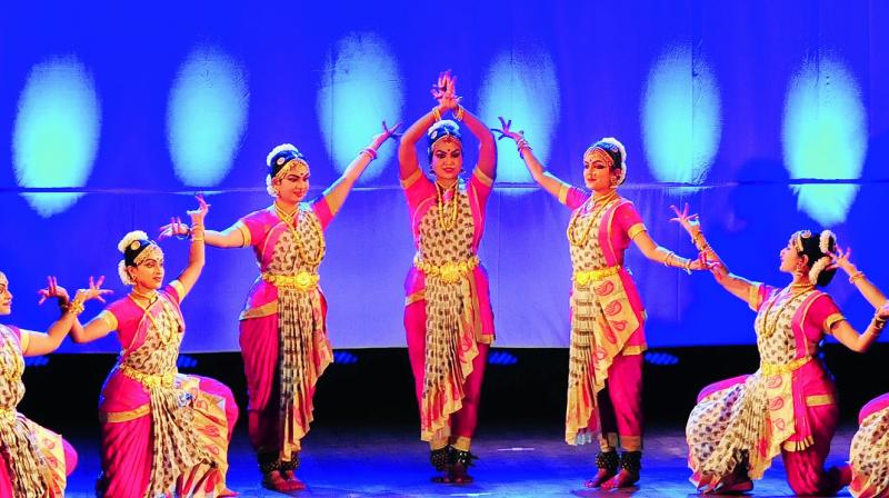 Dancers at the performance that was inspired by the 12 most important temples in Telangana.