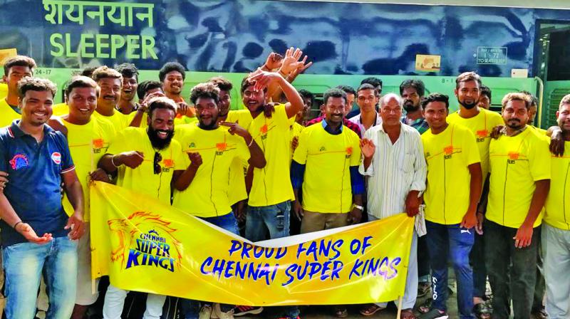 Fans of Chennai Super Kings leave in a special train to Pune from Chennai. (Photo: CSK)