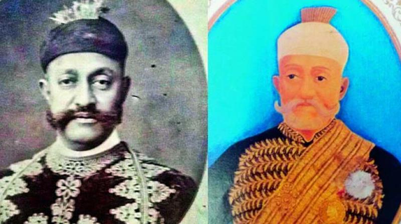 Portrait photograph and portrait painting of Sir KhursheedJah Bahadur  nephew of the fourth Nizam  from Dr Saifullahs personal collection
