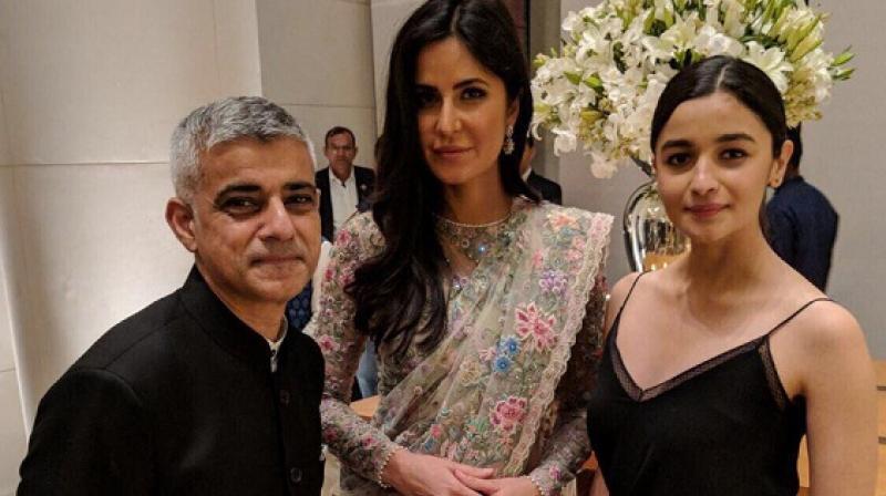 The Mayor of London with Katrina Kaif and Alia Bhatt.