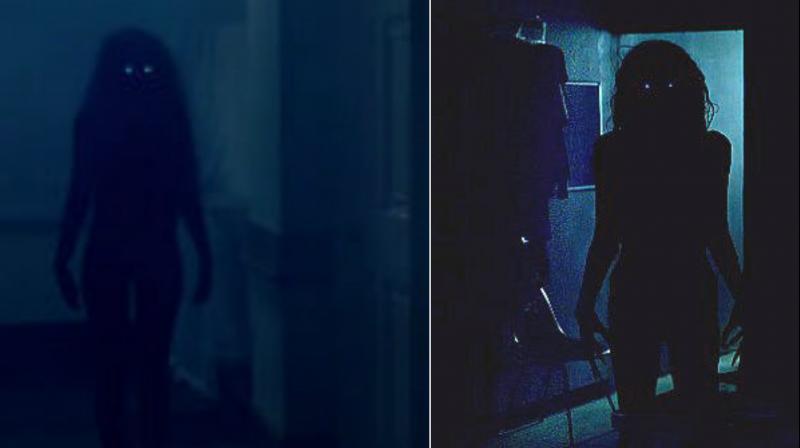 A ghost in 1921 trailer (L), ghost from Hollywood horror flick Lights Out (R).