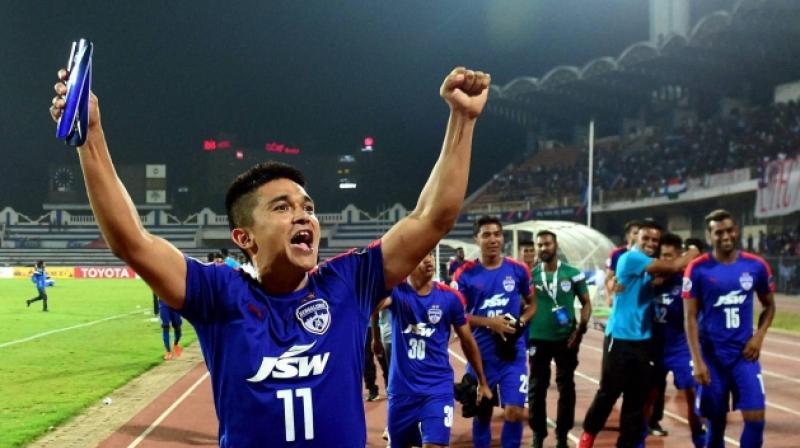 While Chhetri has tasted a lot of success in club football on the domestic circuit, he will be looking to fill his continental trophy cabinet on Saturday. (Photo: PTI)
