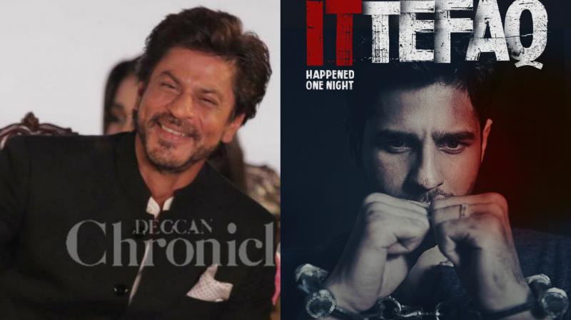 Shah Rukh Khan and poster of Ittefaq Happened One Night