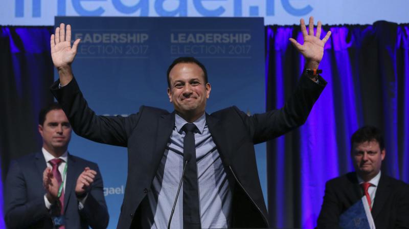 Leo Varadkar celebrates as he is named as Irelands next prime minister, in the Mansion House in Dublin. (Photo: AP)