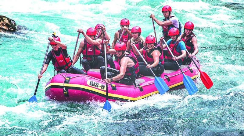 The best time to go rafting in Himalayas is from April to September when the snow on the mountains melts into the river providing the best conditions for rafting.