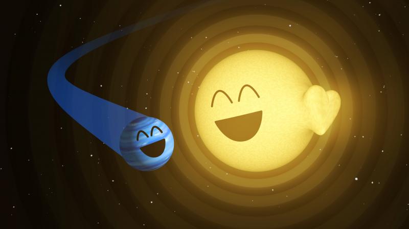 This illustration shows how the planet HAT-P-2b, left, appears to cause heartbeat-like pulsations in its host star, HAT-P-2.