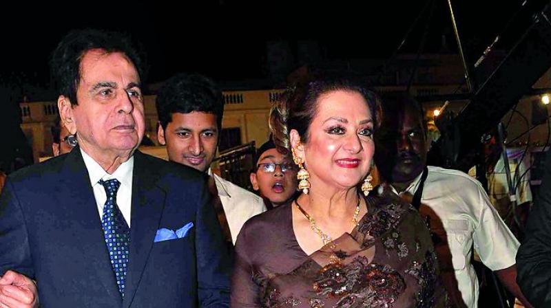 Veteran actor Dilip Kumar and wife Saira Banu