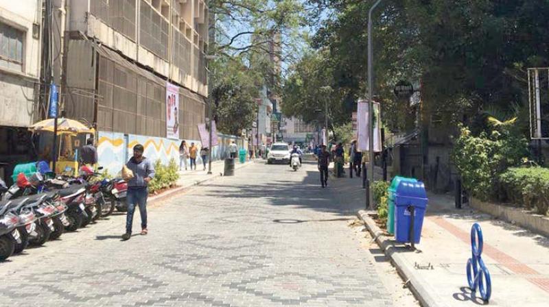 The recently revamped Church Street has parking stands for cycles (right)