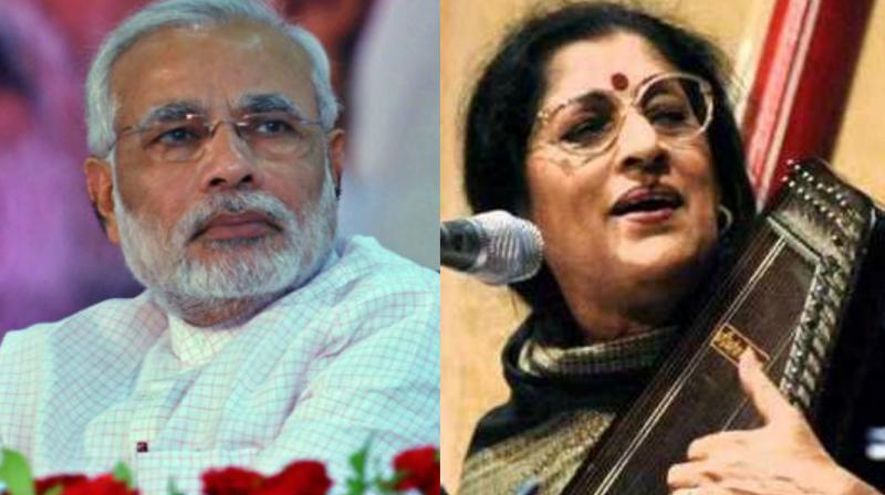 Narendra Modi and Kishori Amonkar.