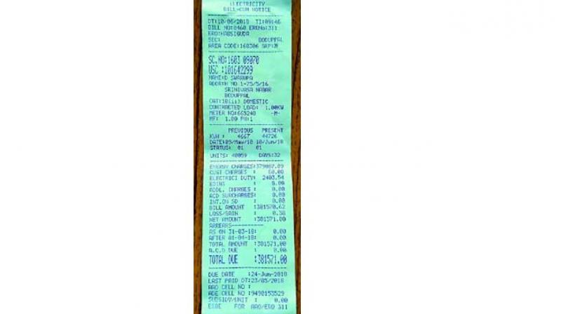 A copy of the electricity bill showing the amount of Rs 3,81,571.