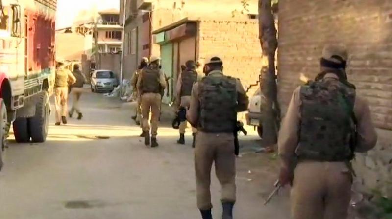 Encounter underway in Srinagars Chattabal area where two terrorists are holed up inside a house. (Photo: ANI | Twitter)