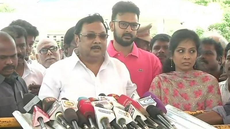 Alagiri, who visited his fathers memorial at Marina Beach in Chennai on Monday, asserted that true relatives and supporters of his father in Tamil Nadu are on his side. (Photo: ANI)