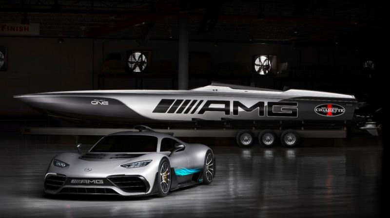 Housing a 3100hp racing engine in a hull made out of carbon fibre and Kevlar allows this superboat to do 225kph on water, which is an outrageous speed on water. (Photo: Mercedes Benz)
