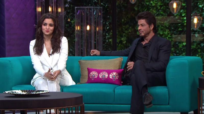 Shah Rukh Khan and Alia Bhatt appeared on Karan Johars popular show Koffee with Karan. (Photo: Screengrab from the episode.)