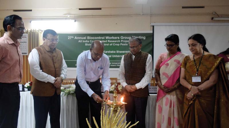 ICAR Deputy Director General (Crop Science) Dr.A. K.Singh inaugurates the 27th group meeting of All India Co-ordinated Research Programmes on bio-control of crop pests hosted by Kerala Agricultural University at Vellanikkara in Thrissur on Thursday.