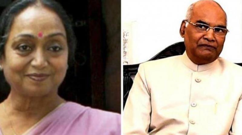 Opposition presidential candidate Meira Kumar (left); Ram Nath Kovind, the NDA candidate for President of India