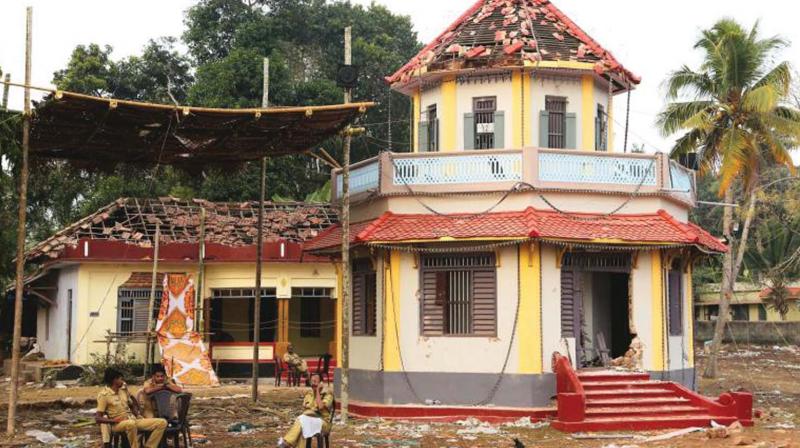 A building that was damaged during the fireworks tragedy at Puttingal a year ago. (File pic)
