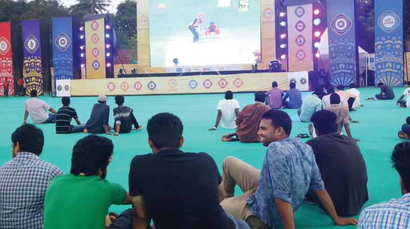 IPL buffs throng the Fan Park to watch Sundays games in Kozhikode on Sunday. (Photo: AMARJITH)