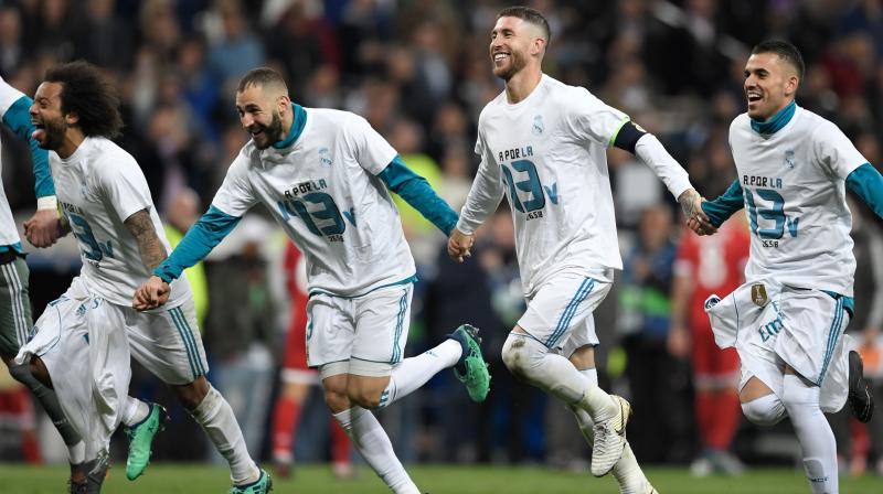 Real Madrid will meet Liverpool or AS Roma in the final in Kiev on May 26, where they will bid to become the first side since Bayern in 1976 to win the competition for three straight years. (Photo: AFP)
