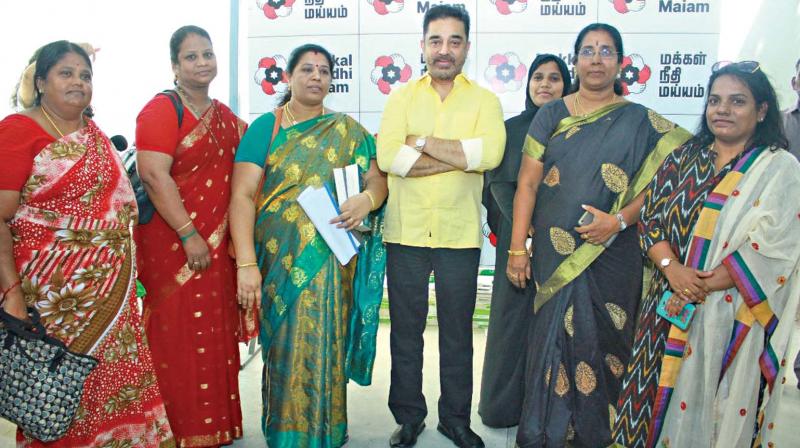 A group of 50 fisherwomen meet Makkal Needhi Maiyam party founder Kamal Haasan and joined his party on Friday. 	 DC