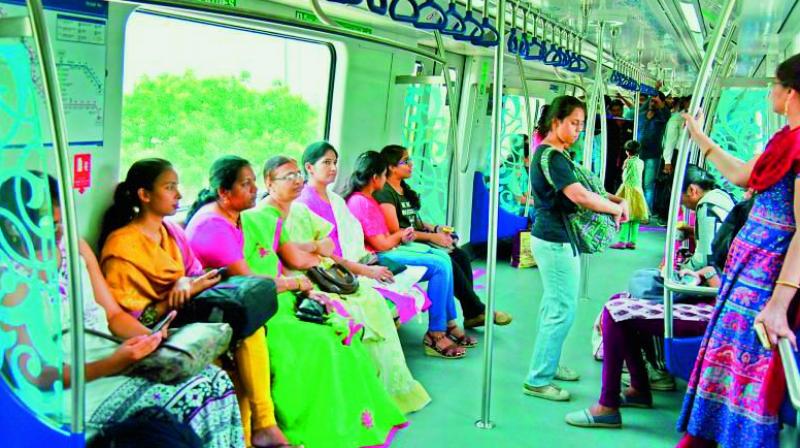 L&T Hyderabad Metro Rail has replied that the ladies coach was only for women during both peak and non-peak hours.
