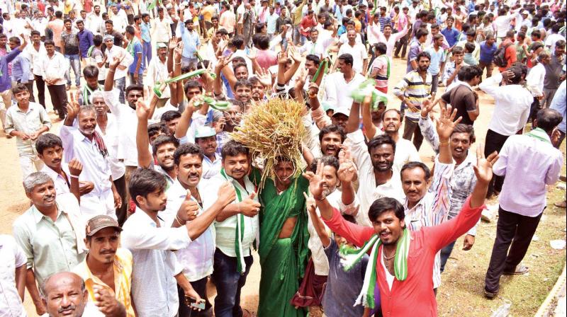 JD(S) workers celebrate their partys victory in Mandya on Tuesday 	(Image: DC